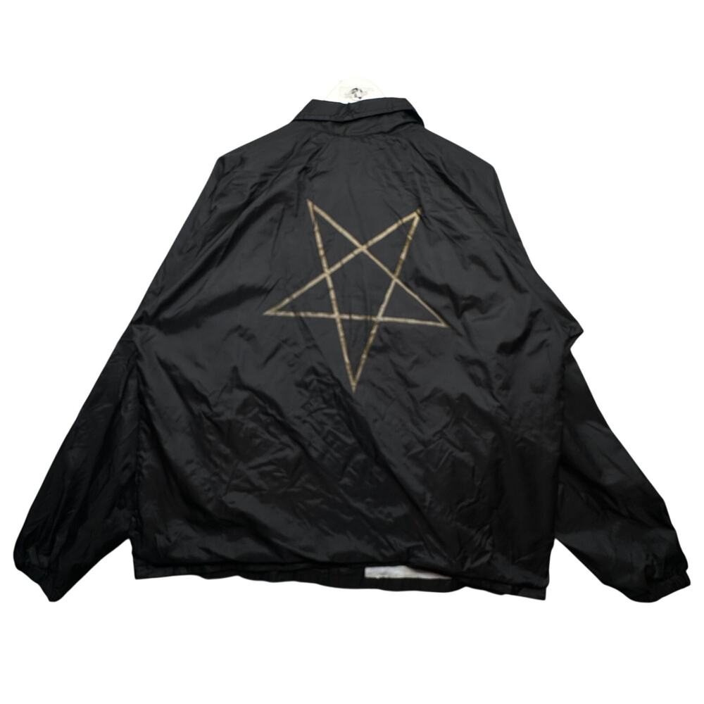 Thrasher Pentagram Coach Windbreaker Jacket Mens XL Black Gold Lined Snap Button - Picture 2 of 16